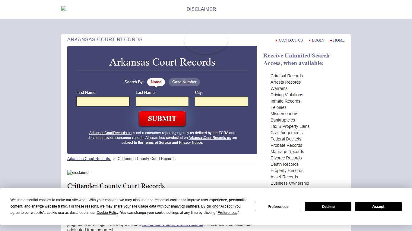 Crittenden County Court Records | ArkansasCourtRecords.us